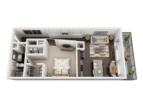 S-4 Deluxe Studio w/ Patio at Civic at Frisco Square Apartments, Frisco, TX, Texas